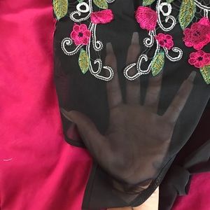 Black see through flowered onesie